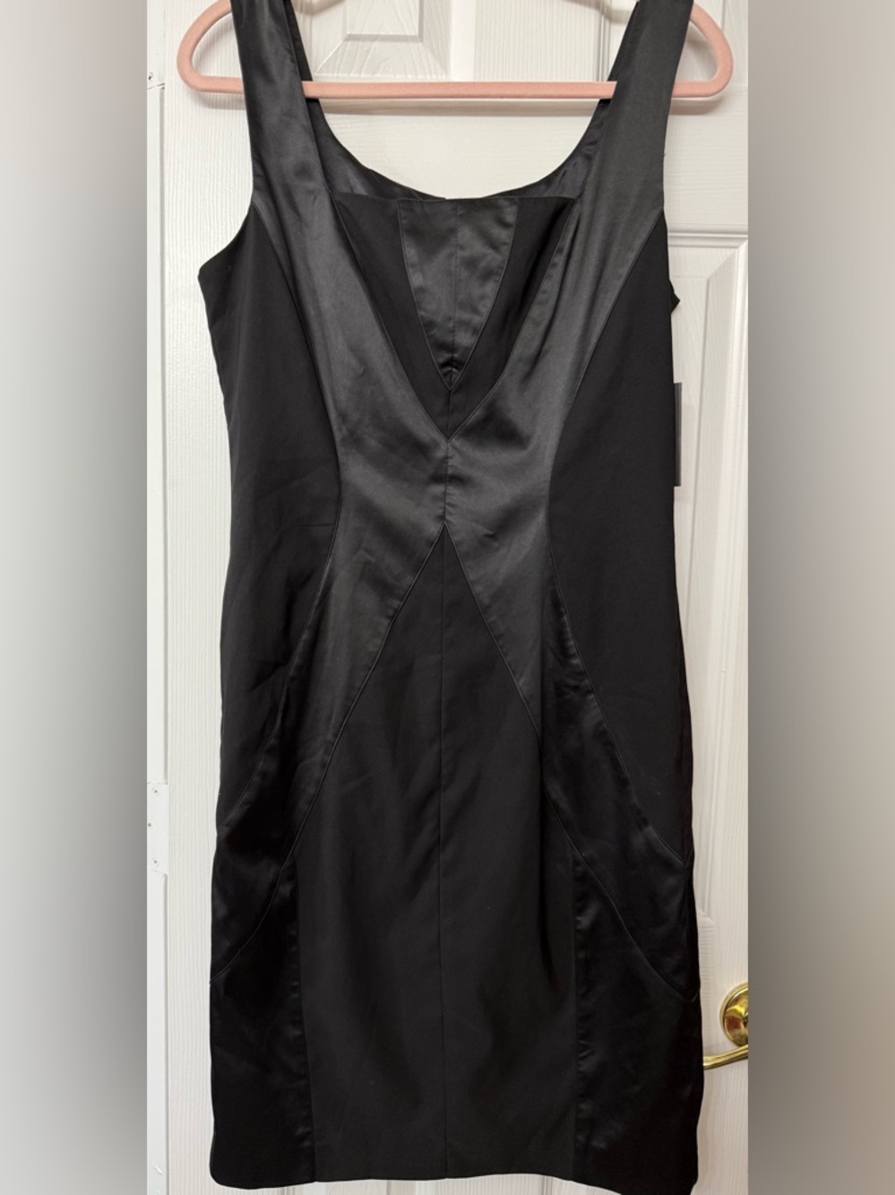 NWT Vince Camuto Satin-Panel Black Mini Dress